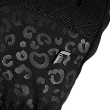 Жіночі гірськолижні рукавички Reusch Keira R-TEX® XT, чорні з леопардовим принтом, розмір 7.5