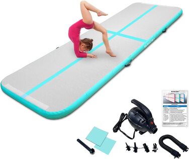 Надувна гімнастична матка Tumble Track, 3м/4м/5м, 10см, антиковзаюча, для дому, спорту, йоги, фітнесу, челедингу, водного спорту (зелена, 300x100x10 см)