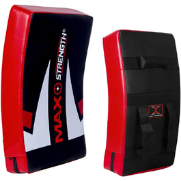 MAXSTRENGTH гелевий ударний щит для кікбоксингу, зігнута лапа для Муай Тай, захист для ударів, тренування з карате та єдиноборств, товщина 8,3 см, чорний/червоний (1 шт.)