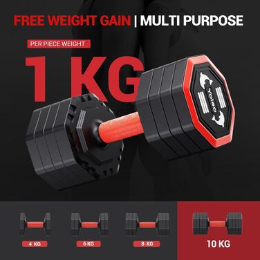 Набір гантелей Yoleo регульовані, 4 в 1 для дому, 4-10 кг, з м'яким гумовим покриттям, для тренувань всього тіла