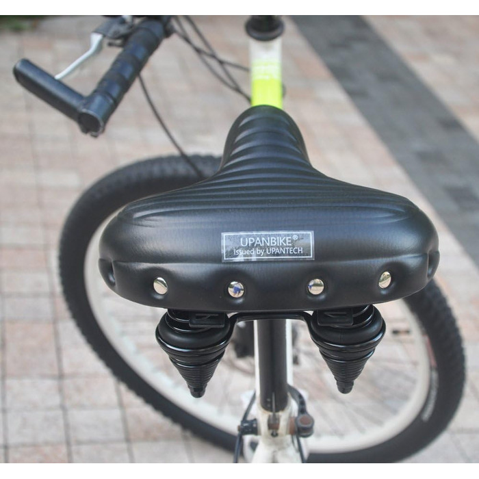 UPANBIKE Сідло для велосипеда Superweich: комфортне шкіряне з амортизацією та розширеним федеральним подушками (чорне)