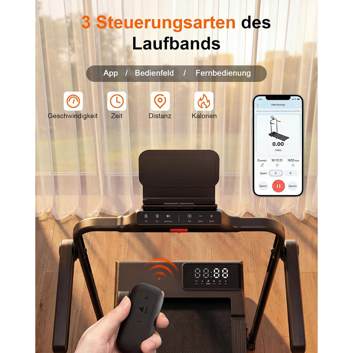 Бігова доріжка Superun Walking Pad з нахилом 6%, для дому, з додатком, до 136 кг, чорна. Швидкість до 12 км/год, режим для роботи за столом.
