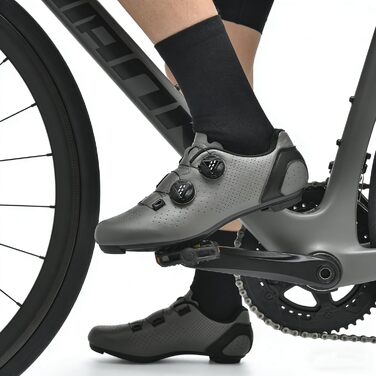 Велосипедні шкарпетки для чоловіків та жінок, шосейні велотуфлі, сумісні з SPD, SPD-SL, Look Delta/Keo | Універсальні велотуфлі для Peloton, шосе та занять велотренувань в залі | Легкі та дихаючі, 42 EU, сірі