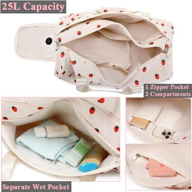 Спортивна сумка Kord для дівчаток з квітковим принтом (25L) - чорний/бежевий, з водовідштовхувальним відділенням для мокрого одягу та взуття