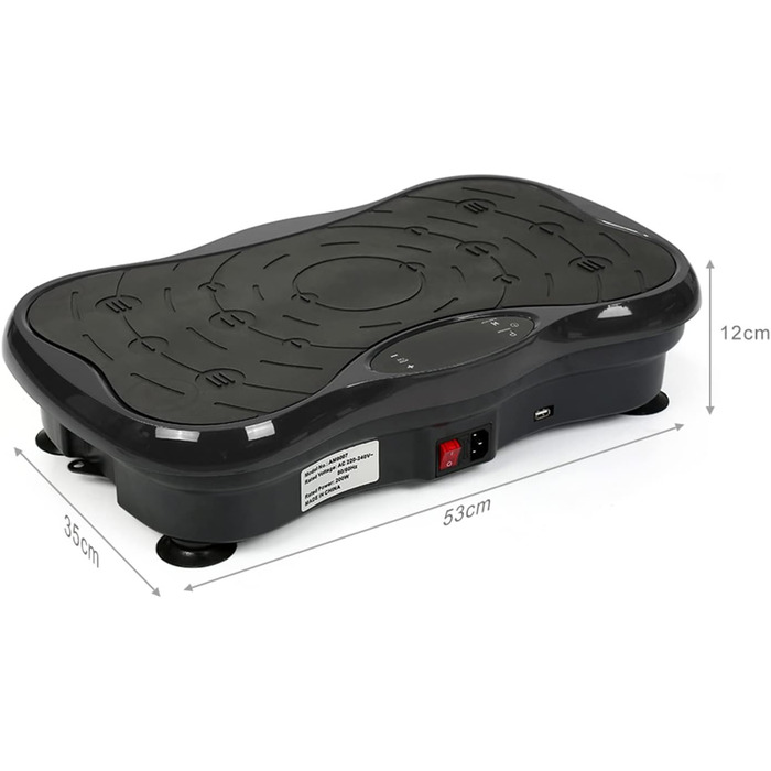 Вібраційна платформа Willonin для схуднення з LCD-дисплеєм, Bluetooth, USB, 2 стрічки опору, пульт керування, чорний колір