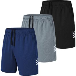 Чоловічі спортивні шорти для фітнесу та бігу Dry Fit, дихаючі тренувальні шорти, чорний/сірий/темно-синій, розмір L
