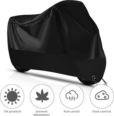 Захисний чохол для мотоцикла з поліестеру 190T, водонепроникний, UV-захист, 245x105x125 см