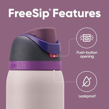 Owala FreeSip ізольована пляшка для води з нержавіючої сталі зі зручною трубочкою, 1,2 л, BPA-free, для спорту та подорожей, Dreamy Field