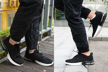 Спортивні кросівки Hitmars для чоловіків та жінок з повітряною подушкою, розмір 36-48, 44 EU, чорно-білі