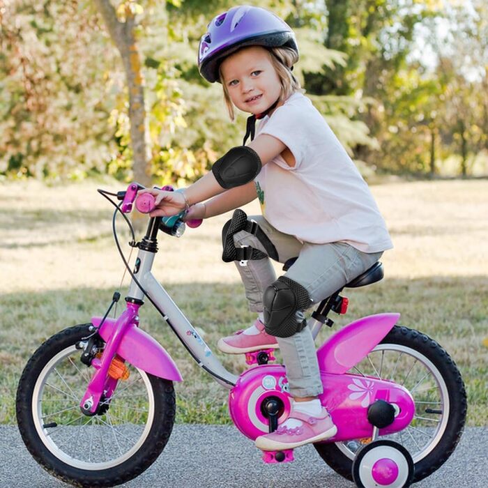 Набір наколінників Kinder 6 в 1: захист колін, ліктів, зап'ясть для скейтбордингу, інлайнів, Hoverboard, велосипеда (чорний)