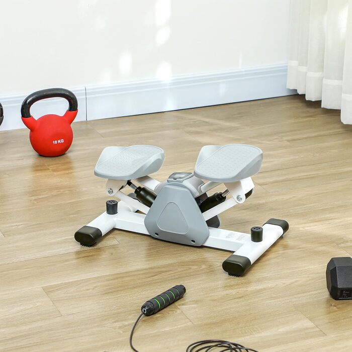 Міні-степер SPORTNOW для дому з LCD-дисплеєм, неслизькі педалі, до 100 кг, для фітнесу, тренування ніг, сірий
