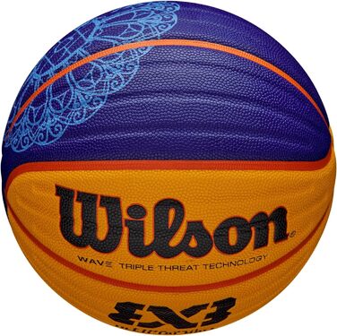 М'яч для баскетболу Wilson FIBA 3X3 Paris 2024, розмір 6, унісекс, жовто-синій-чорний, ігровий, офіційний, WZ1011502XB