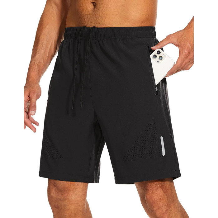 Шорти спортивні чоловічі SIHOHAN, чорні, швидковисихаючі, з кишенями на блискавці