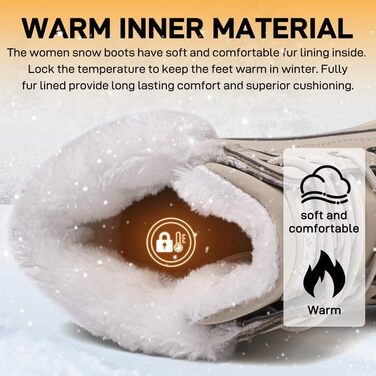 Зимові черевики жіночі утеплені, водонепроникні, для снігу, теплі, короткі, туристичні, підошва не слизька (Бежевий, 40 EU)