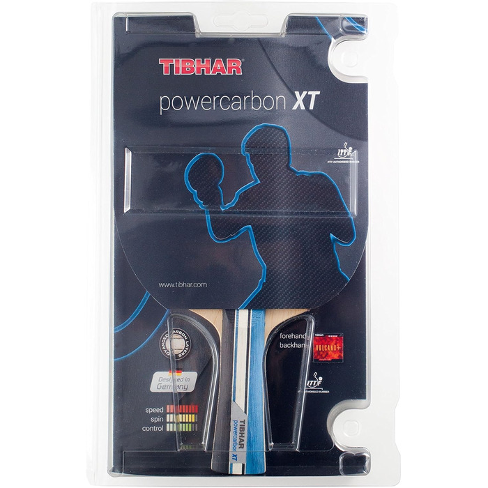 Настільний тенісний ракетка Tibhar Powercarbon XT, універсальна та атакуюча, ITTF, жовта