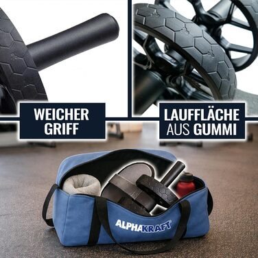 ALPHAKRAFT Ролик для пресу AB Roller з гумовим кільцем та накладками на коліна | Преміум ролик для тренування м'язів живота вдома | Ролик для пресу та тренажер для кора з планом тренувань