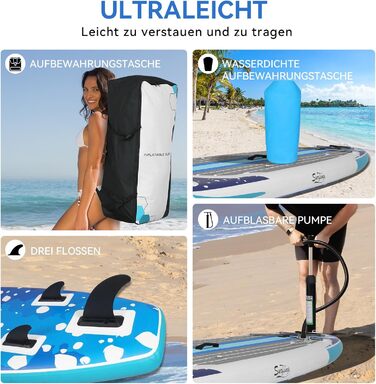 Надувна SUP-дошка ZealWe 320/335 см з веслом, сидінням, рюкзаком і насосом, для серфінгу та веслування стоячи, до 150 кг