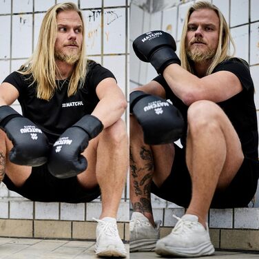 Боксерські рукавички MATCHU для кікбоксингу, MMA, Muay Thai, унісекс, 14 oz, чорні, штучна шкіра, на липучці, для всіх сезонів