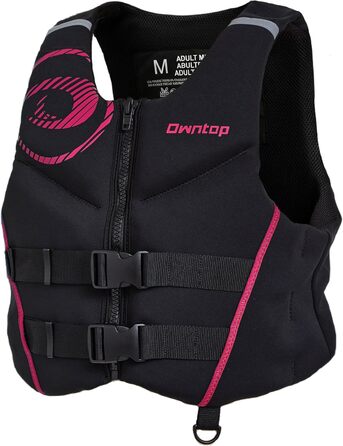 Owntop Жилет рятувальний для дорослих | Легкий неопреновий жилет | Складаний засіб плавучості з подвійними страховими ременями | Жилетка для водних видів спорту, каякінгу, риболовлі, веслування (Рожевий, L)
