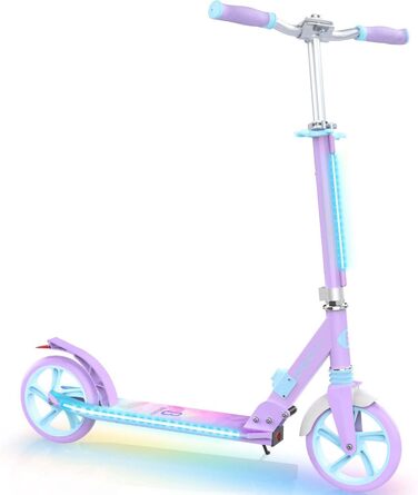 Самокат трюковий BELEEV з LED підсвіткою, регульованою висотою, колесами 200мм, ABEC-9, амортизацією та ременем для перенесення. Складний міський самокат для дітей від 6 років, підлітків та дорослих.