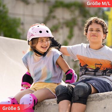 Захисний комплект для катання SKATEWIZ SMASH: наколінники, налокітники, захист зап'ясть для дітей і підлітків, рожево-фіолетовий, розмір M/L, 6 предметів