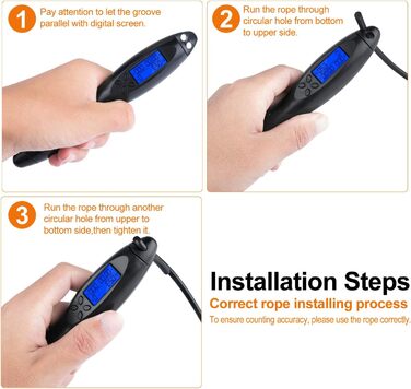 Скакалка TOQIBO з лічильником калорій та антиковзними ручками для тренувань, фітнесу, боксу та схуднення (для дітей та дорослих)