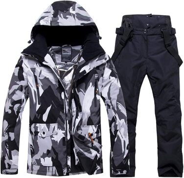 Чоловічий комплект зимового одягу HOTIAN: куртка та штани для сноубордингу, катання на лижах та хайкінгу, чорний/чорний