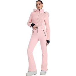 Жіночий гірськолижний комбінезон HOTIAN: водонепроникний, вітронепроникний, теплий, з капюшоном, рожевий