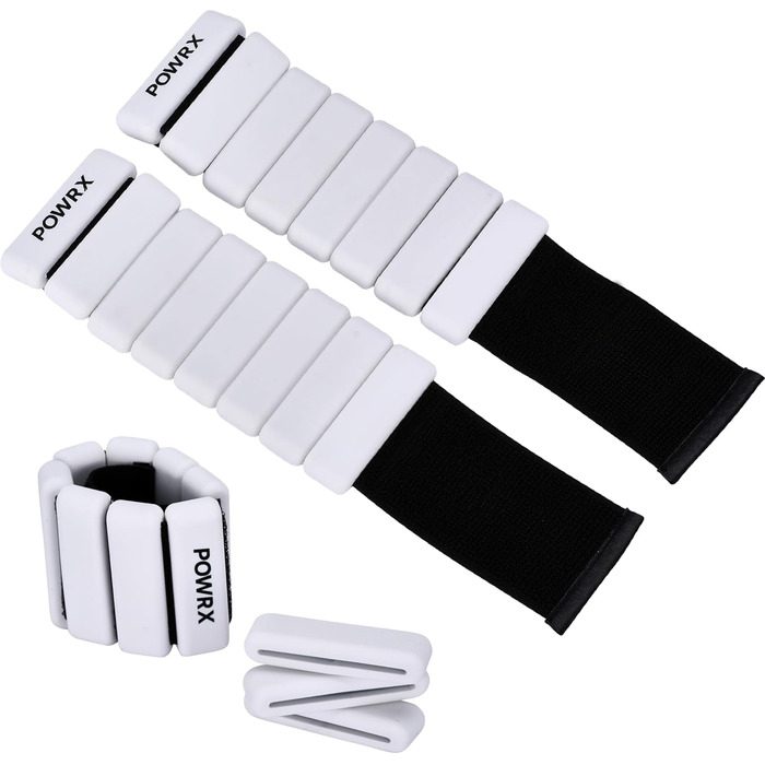 Ваги для зап'ястя PowrX для чоловіків: високоякісний силікон, нержавіюча сталь, зручні, легкі у чищенні, антибактеріальні, для фітнесу, тренувань, подорожей - Білий