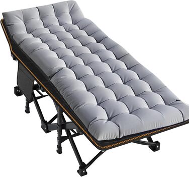 MOPHOTO Велике складане кемпінгове ліжко з матом для дорослих, 98 x 85 x 46 см, міцне ліжко для відпочинку на природі з сумкою, 200D, матеріал Оксфорд, сіре (1)