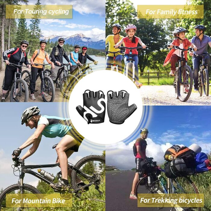 Рукавички для велосипеда чоловічі/жіночі літні - рукавички напівпальці для катання на велосипеді, гірському велосипеді, шосе, даунхілі, для активного відпочинку, чорні, розмір M