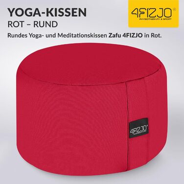 Подушка для медитації 4FIZJO кругла, червона, з гречаним лушпинням 32x20 см, бавовняний знімний чохол - для йоги та сидіння