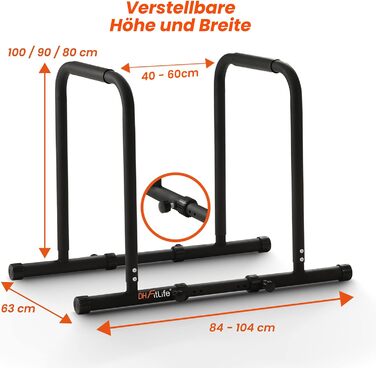 Бруси для віджимань DH FitLife, паралети для дому, регульовані 80-100 см, обладнання для калістеніки та силових тренувань