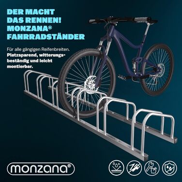 Велосипедна стійка MONZANA® для 3-6 велосипедів, нержавіюча сталь, настінна або підлогова, для шин 30-65 мм, 37 см між колесами, самофіксуючі гвинти