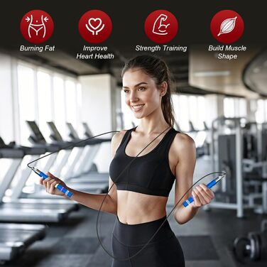 Скакалка Flintronic Speed Springseil: регульована, 300 см, з подвійним підшипником, алюмінієва ручка, для фітнесу, кросфіту, боксу та кардіо, червона