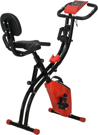 Складаний велотренажер HOMCOM X-Bike 2-в-1 з LCD-дисплеєм, магнітним опором (8 рівнів), тросами для фітнесу, сталевий, 105x48x118 см