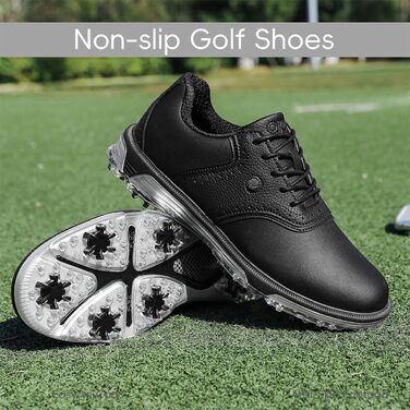 Гольф-взуття чоловіче ULTIANT, водонепроникне, без шипів, класичне, зручне. Кросівки для гольфу, тренувальні кросівки (Чорний, 45 EU)