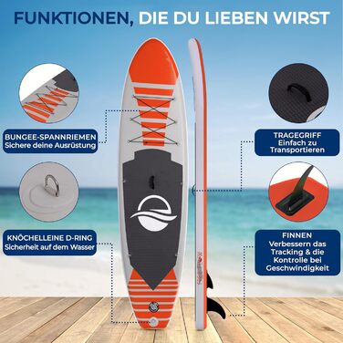 Надувний SUP СеренеЛайф для дорослих та дітей: комплект дошки, весла, насоса та сумки. Touring SUP, ручне управління, оранжевий, до 155 кг