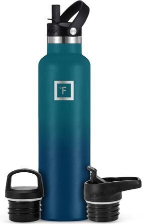 Термос-бутилка IRON FLASK 710 мл, нержавіюча сталь, 3 кришки (з трубочкою), вакуумна ізоляція, для спорту, гаряче/холодне, подвійні стінки