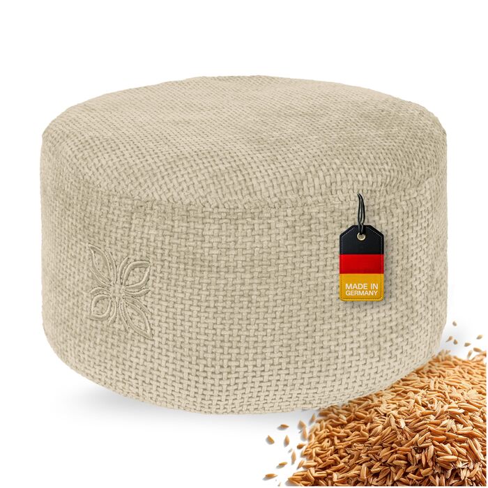 Крісло для медитації Cushy™ Meditationskissen – кругле, 15 см, з наповнювачем з пшениці, для медитації та релаксації, Made in Germany, Miracle Vanilla