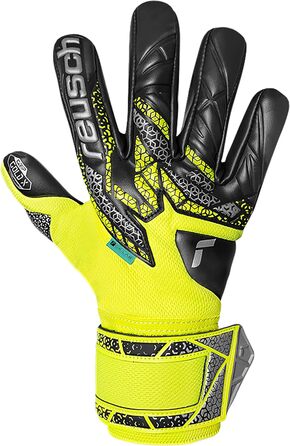 Воротарські рукавиці Reusch Profi Attrakt Gold X NC - професійні, для тренувань та ігор на траві та штучному покритті, жовто-срібно-чорні