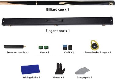 HIOD Більярдний кий 19oz, 57 дюймів, з насадками 10mm, ручна робота, для снукеру, з коробкою та подовжувачами