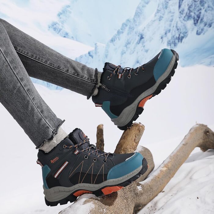 Зимові чоботи ASTERO для хлопчиків 31-38, снігоступи для дітей з шипами, унісекс туристичні чоботи, утеплені, нековзні, блакитні, 36 EU