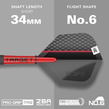 Набір електронних дартс Target Darts Scope Softdarts, 90% вольфрам, червоні та чорні дартси з Pixel-наконечниками, ваги 18/19/20/21 г
