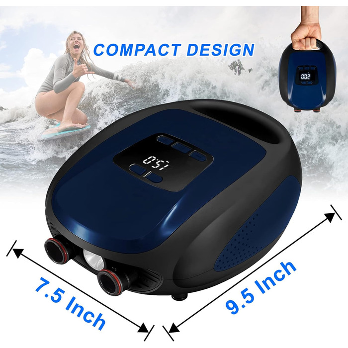 Електрична SUP-насос Ruitx 20PSI з високим тиском, 12V DC, для каяків/матраців/віндсерфінгу/водних видів спорту