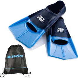 Набір Aqua Speed HIGH TECH короткі плавальні ласти для дорослих і дітей + ULTRAPOWER #SWIM рюкзак, сині, розмір 37/38, тренувальні ласти для плавання та дайвінгу