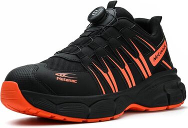 Черевики робочі чоловічі легкі, захисні черевики зі сталевим підноском, жіночі, дихаючі, зручні, широка колодка, гумова підошва, зелені (помаранчеві, 43.5 EU)