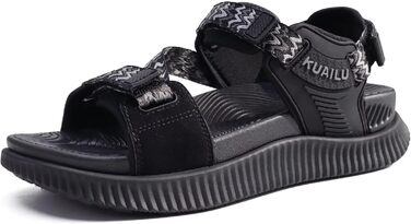 Сандалії жіночі KuaiLu для трекінгу та відпочинку: ортопедичні, зручні, дихаючі, літні, з регулюванням на липучці, для плоскостопості, чорні, 43 EU