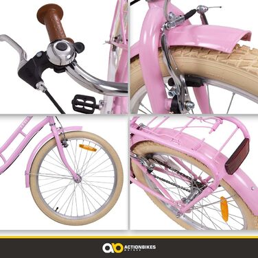 Дитяче велосипед Actionbikes 16/18/20/24 дюймів: V-Brake гальма, захист від бруду, для дівчаток та хлопчиків (Retrostar)