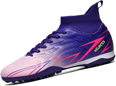 Черевики для футболу чоловічі та дитячі з високим верхом, TF, для занять спортом та футболу, розмір 34 EU, фіолетовий колір